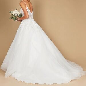 Custom Simple Design Spaghetti Strap Wedding Dress